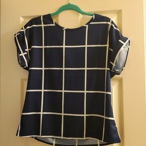 Navy White Striped Top